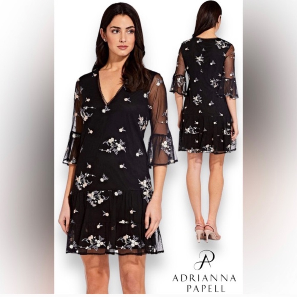 Adrianna Papell floral embroidered dress